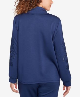 Petite Embroidered Floral Cutout Snap Jacket