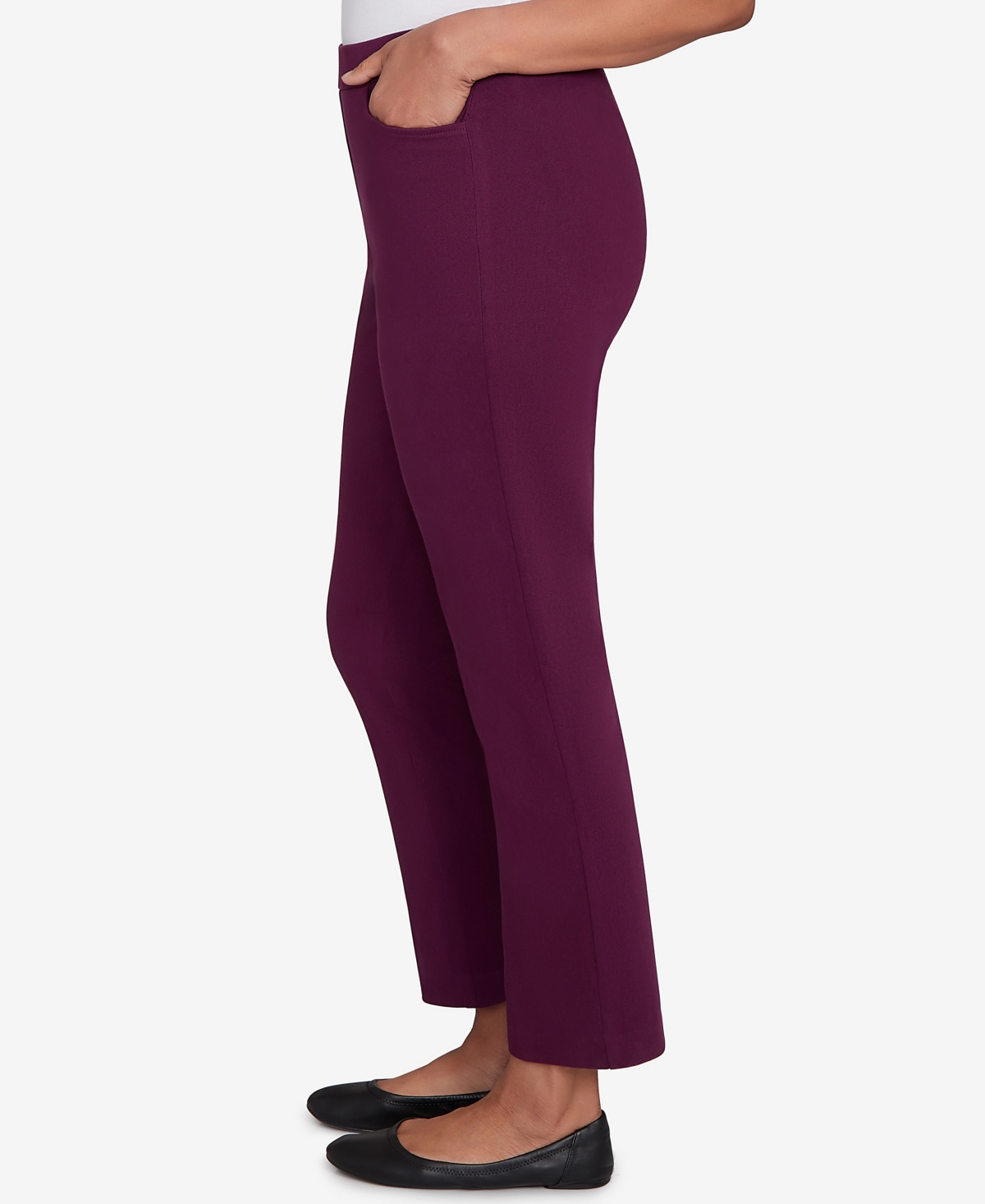 Alfred Dunner Petite Urban Legend Fitted Twill Medium Length Pants In Purple