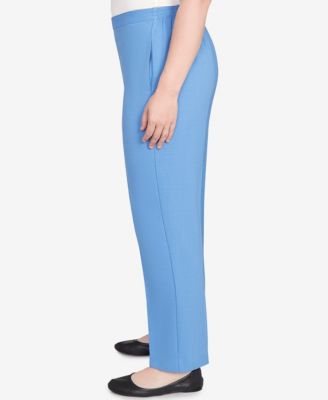 Petite Textured Pull On Medium Length Pants