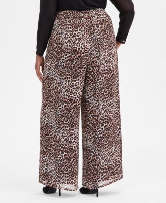 Plus Size Printed Crinkle Chiffon Wide-Leg Pants, Macy's Exclusive