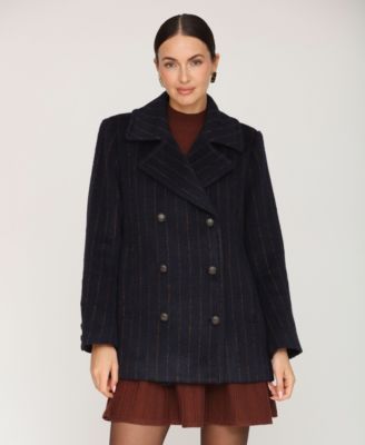 Women's Double Breasted Pinstripe Coat
