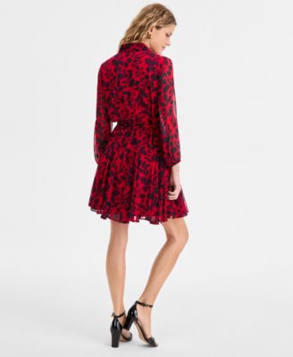 Women's Floral Print Belted Shirtdress