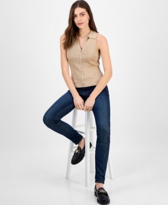 Women's Shine Sleeveless Halter Polo Sweater 