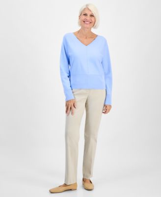 Petite V-Neck Dolman-Sleeve Sweater, Macy's Exclusive