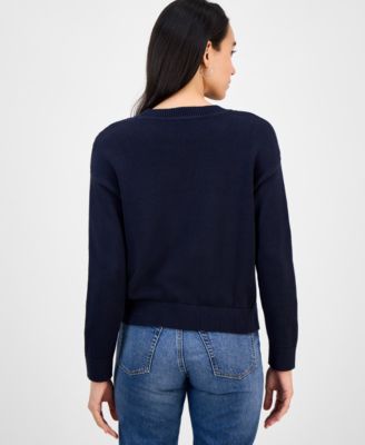 Women's Cotton Snowflake-Motif Sweater