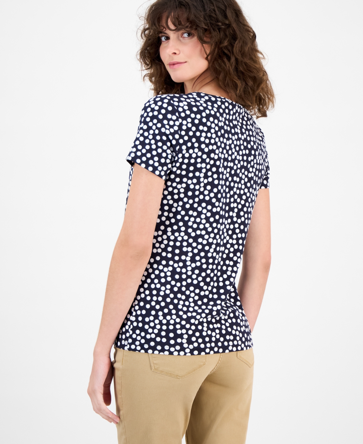 Nautica Jeans Women's Snow Dot V-neck T-shirt In Blue