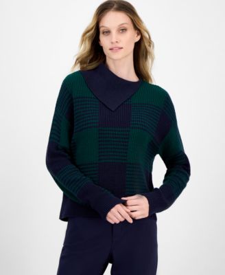 Nautica Jeans - Women's Buffalo Plaid Asymmetrical-Neckline Sweater