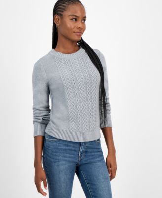 Nautica Women's Cotton Heart Cable Crewneck Sweater