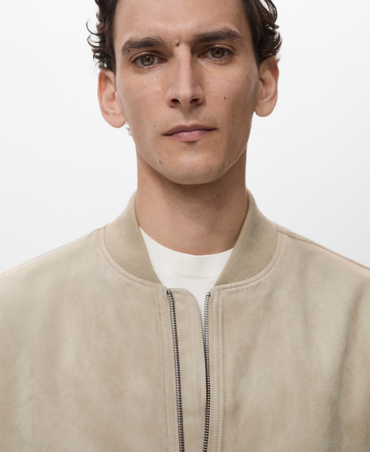 Mango Men's Suede-effect Bomber Jacket In Gray