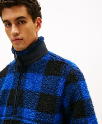 Men's Teddy Fleece Check Pullover Jacket