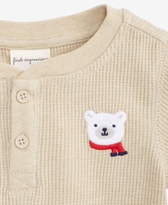 Baby Boys Mix and Match Long-Sleeve Polar Bear Waffle Henley T-Shirt, Macy's Exclusive