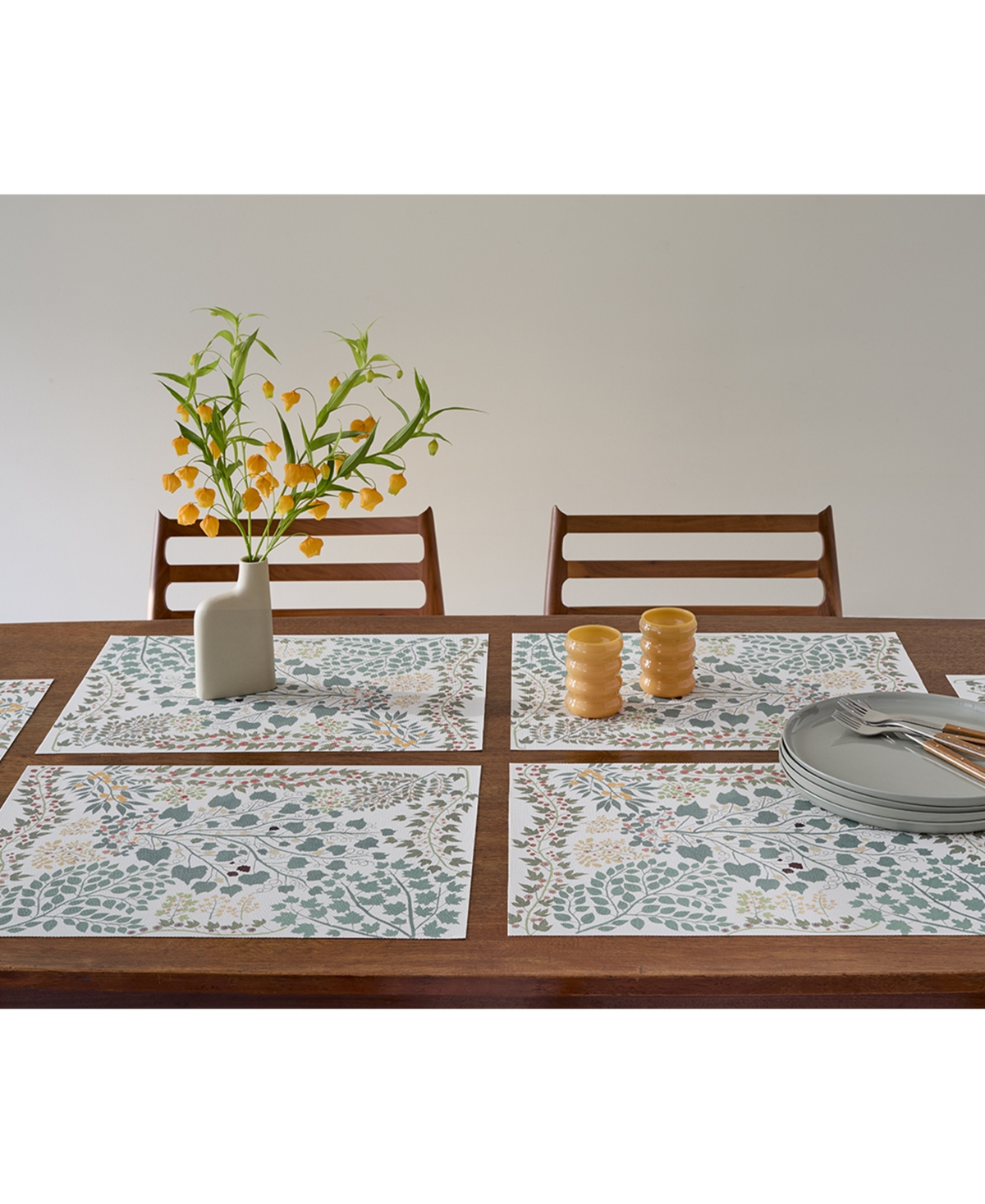 Chilewich Zaumseil Floral-print Rectangular Placemat In Green