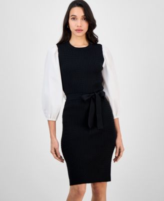 Women's Mixed-Media Sweater Dress