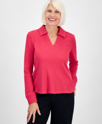 Style & Co - Petite Collared Long-Sleeve Thermal Top
