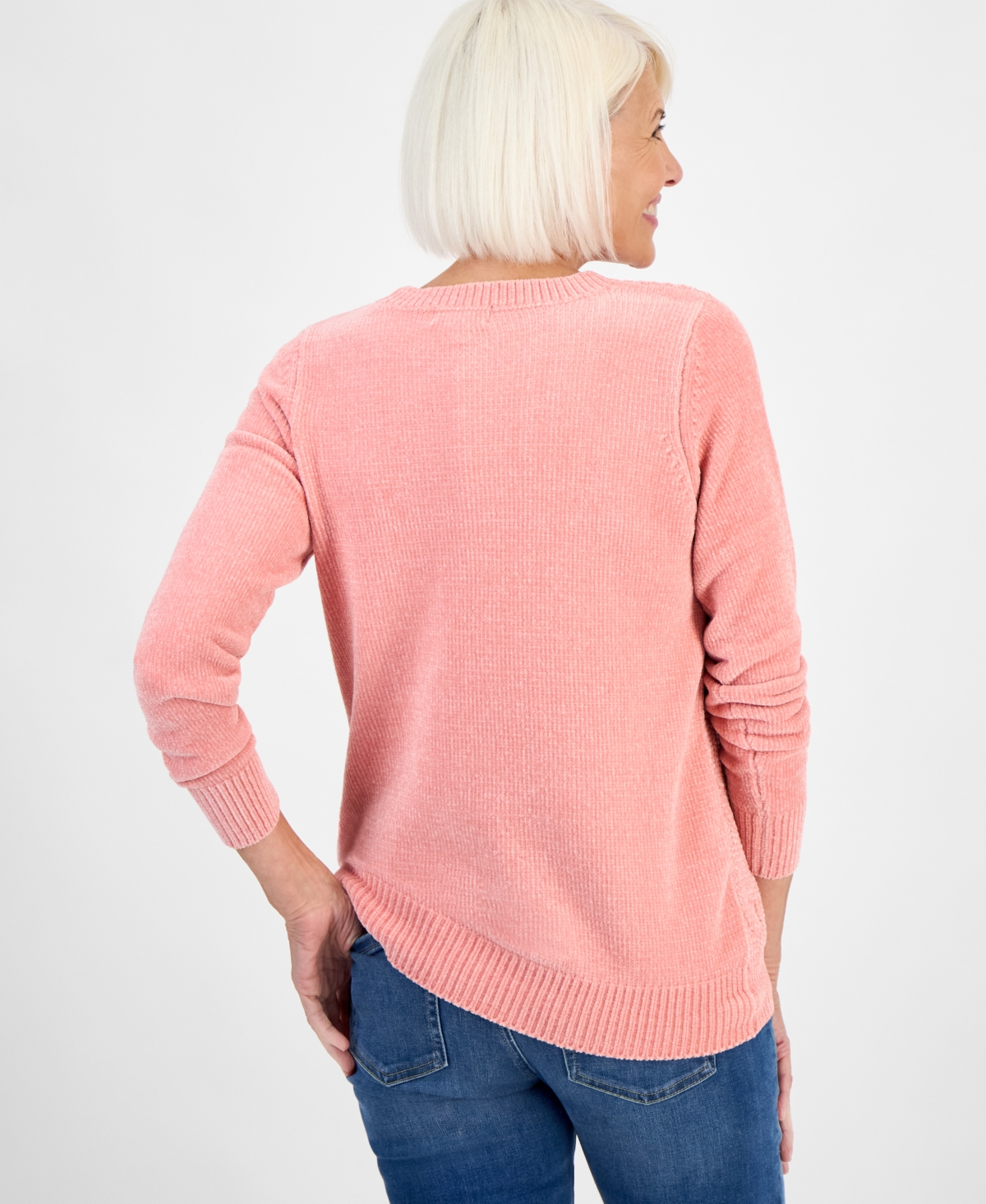 Style & Co Petite Cotton Pointelle Knit Sweater, Macy's Exclusive In Pink