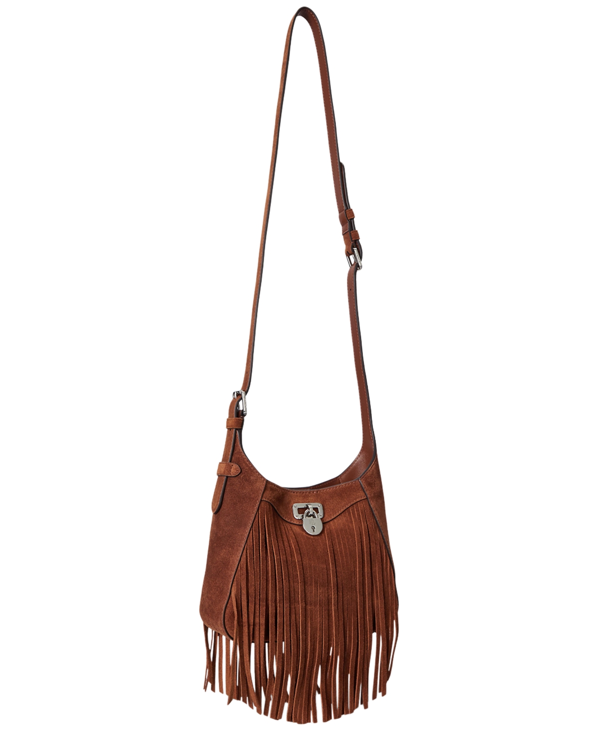 Ralph Lauren Tanner Small Suede Fringe Shoulder Bag In Brown
