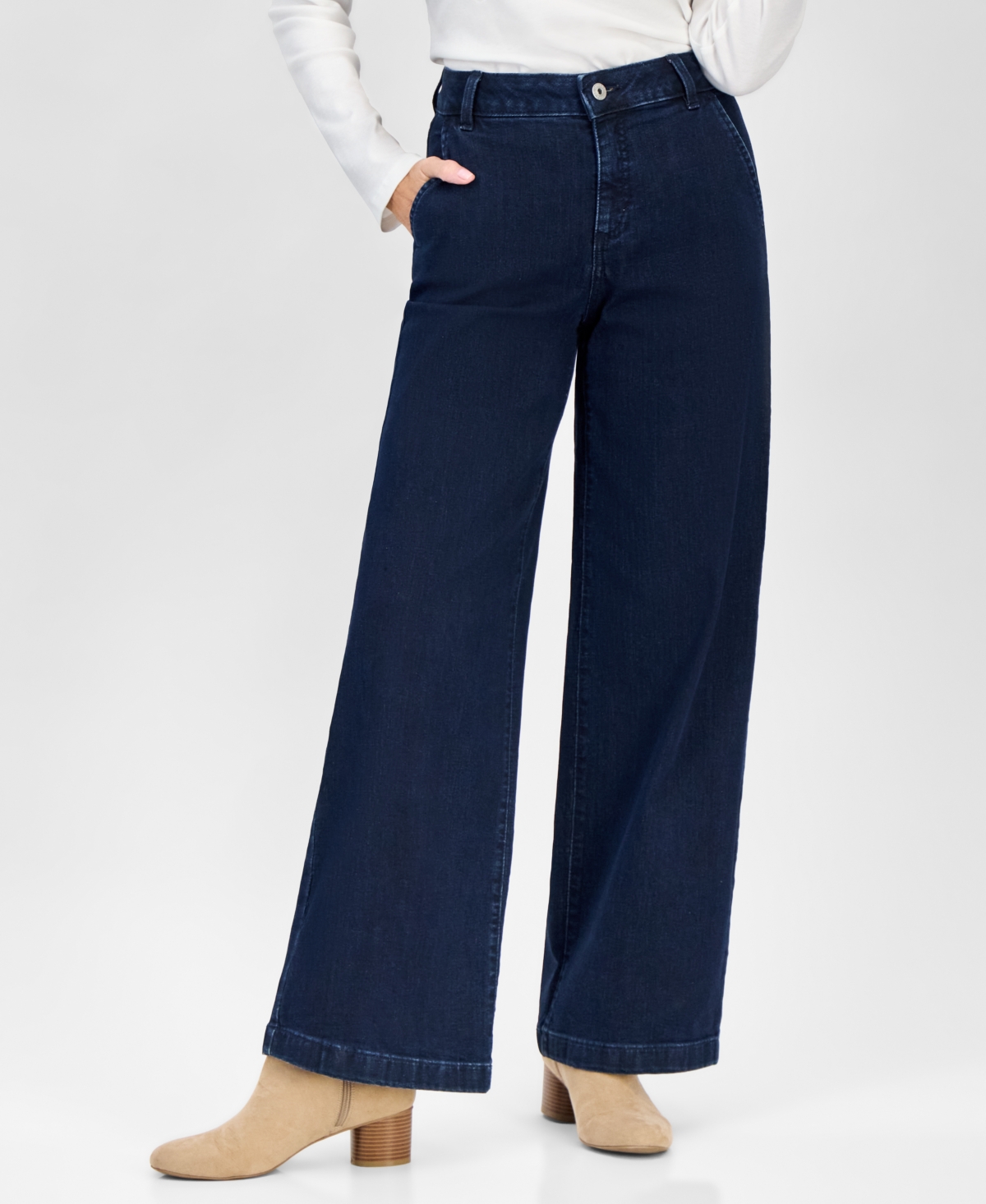 Style & Co Petite High-rise Wide-leg Jeans, Macy's Exclusive In Blue