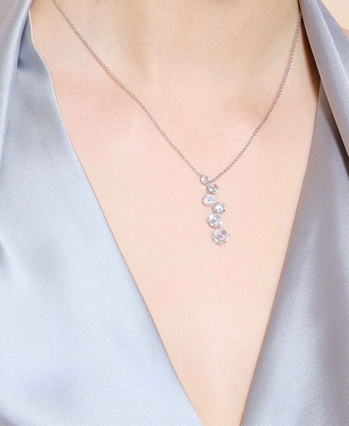 Eliot Danori Cubic Zirconia Pendant Necklace, 16" + 2" Extender In Silver