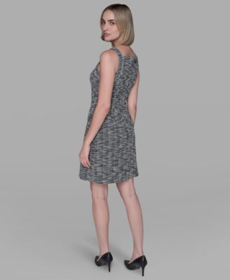 Women's Metallic Knit Tweed Sheath Mini Dress