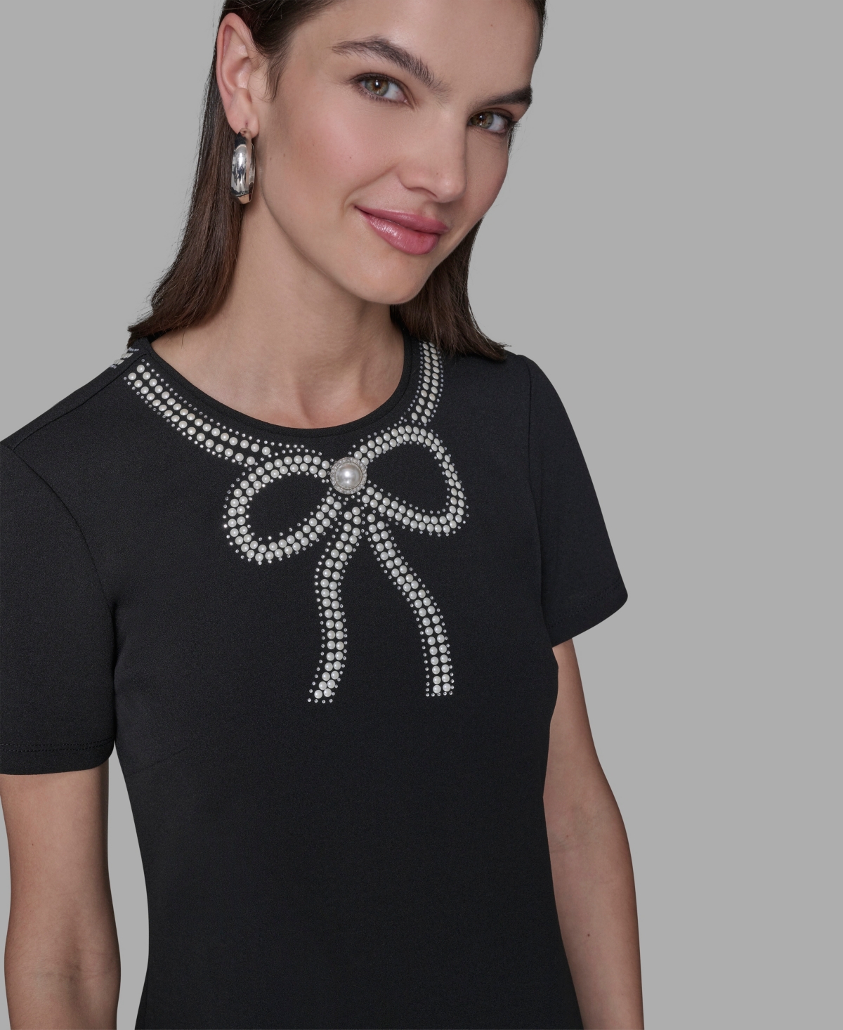 Karl Lagerfeld Women's Embellished Flounce-hem A-line Dress In Black