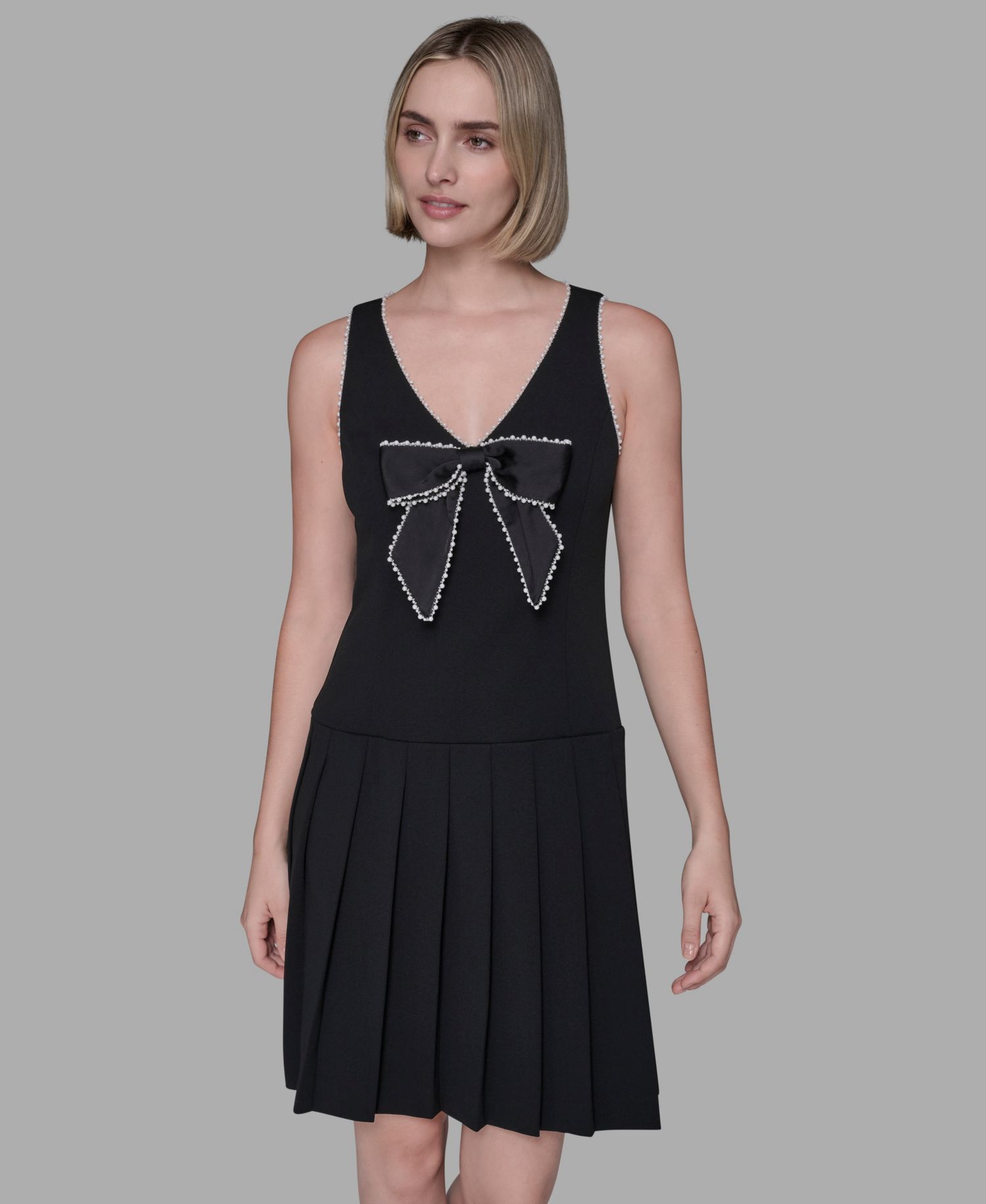 Women's Embellished Bow A-Line Dress