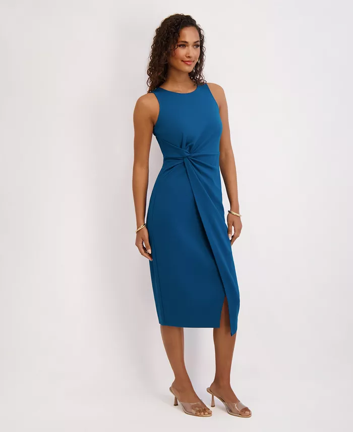 Women's Ruched Side-Twist Sleeveless Midi Dress - thumbnail 10