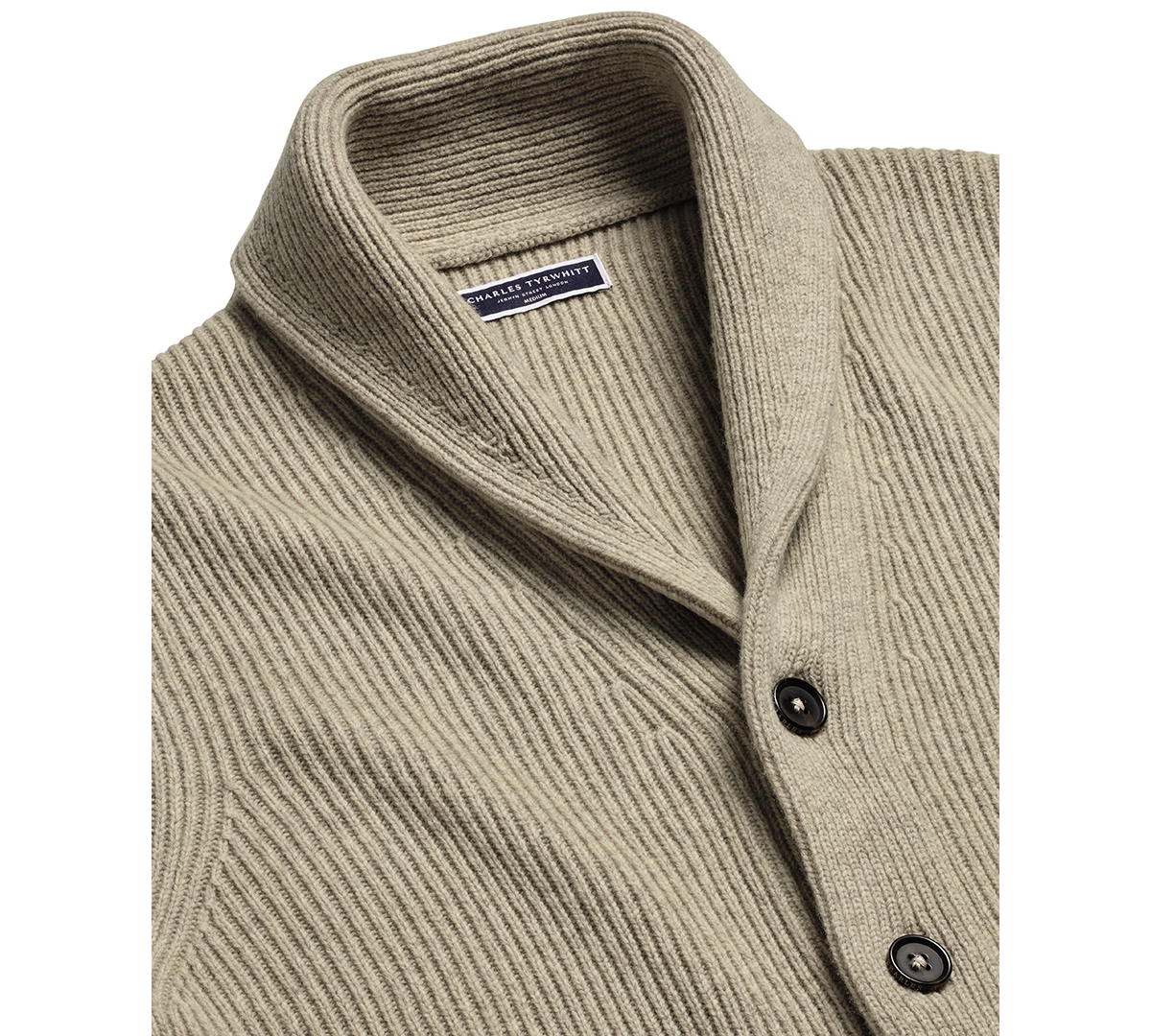 Charles Tyrwhitt Men's Oatmeal Chunky Merino Sweater