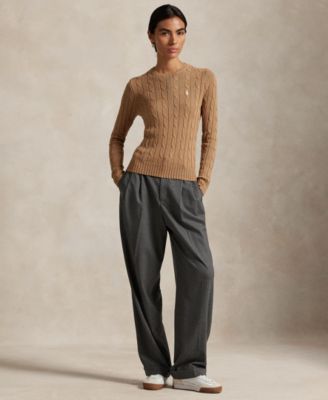 Women's Cable-Knit Cotton Crewneck Sweater