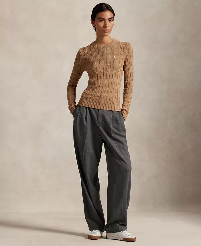 Women's Cable-Knit Cotton Crewneck Sweater - thumbnail 7
