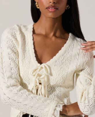 Women's Lacey Scoop Neck Cardigan