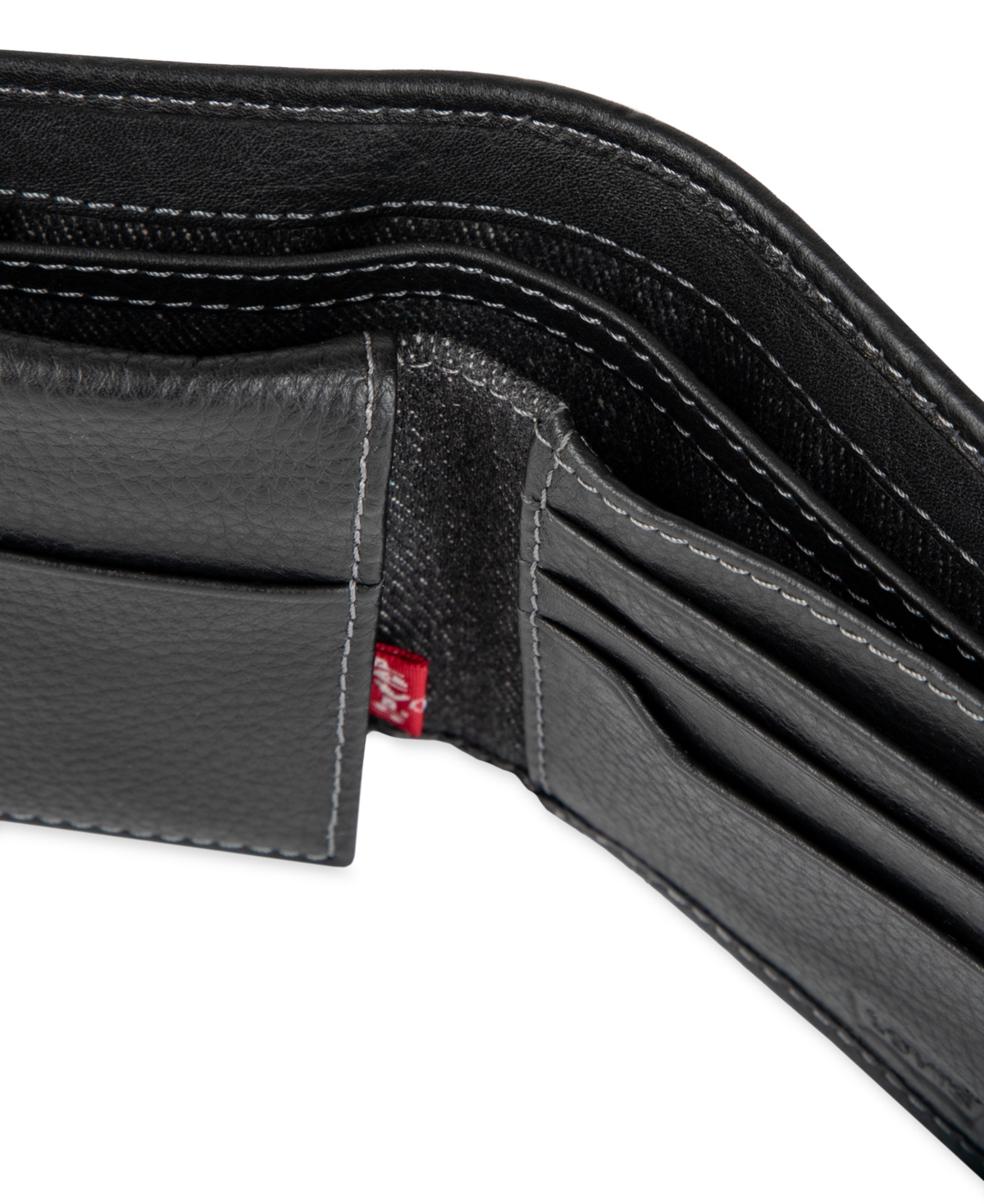 Levi's Men's Bill Divider And Ornament Passcase Wallet In Black