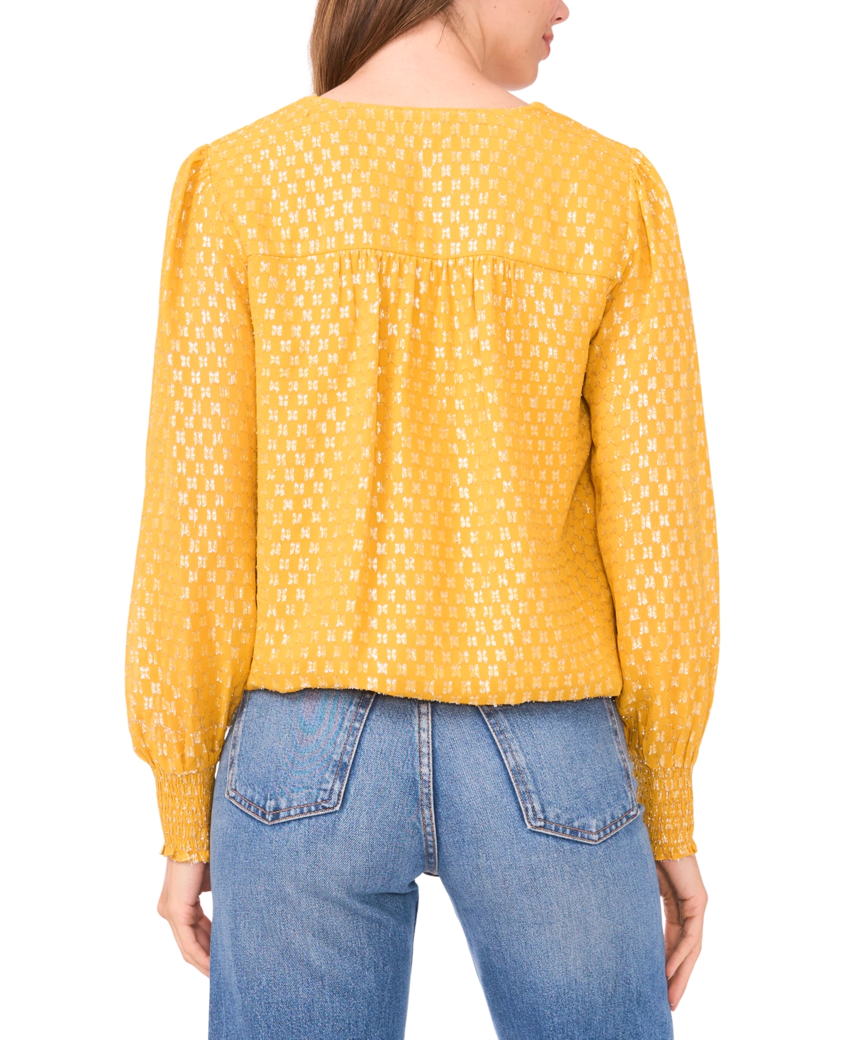 Sam & Jess Women's Blouson V-neck Top In Gold