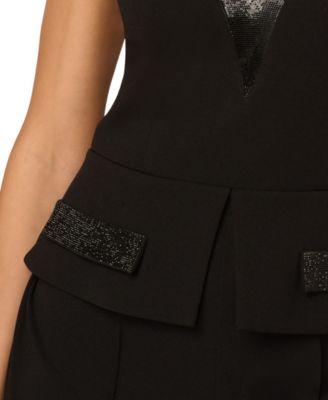 Women's Embellished Wide-Leg Peplum Jumpsuit