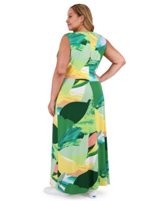 Plus Size Surplice Jersey Maxi Dress