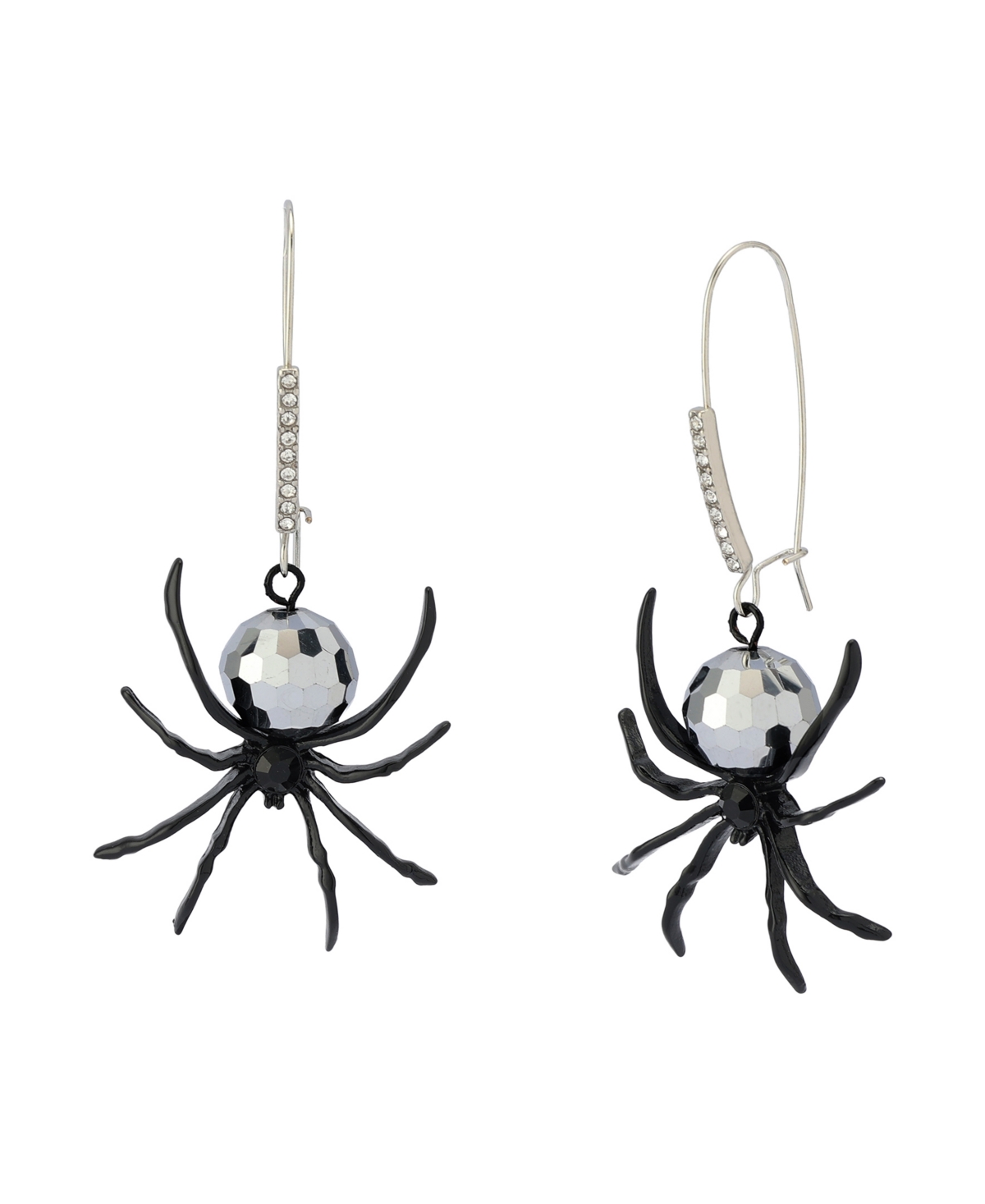 Betsey Johnson Faux Stone Spider Disco Ball Dangle Earrings