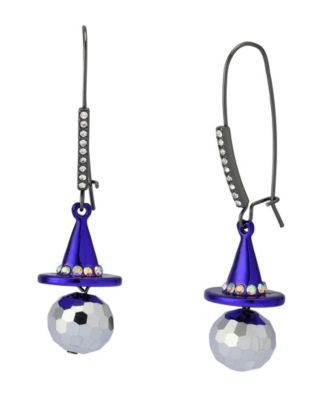 Faux Stone Witch Hat Disco Ball Dangle Earrings