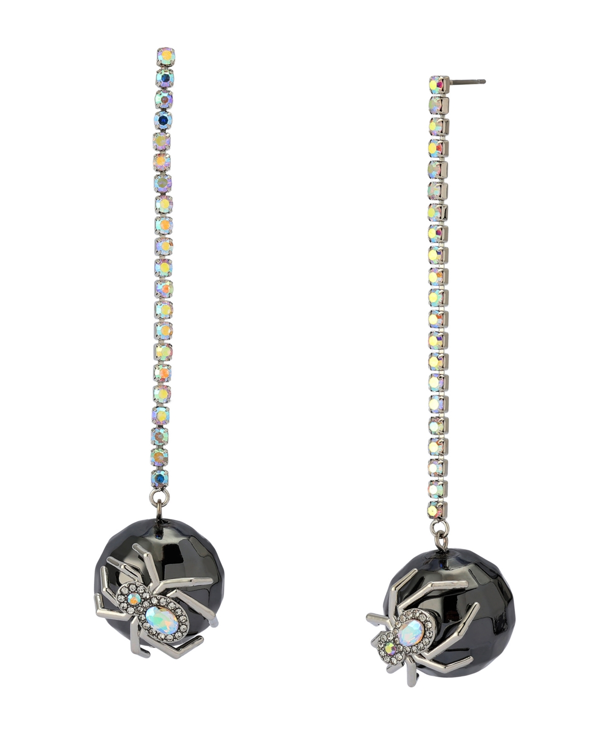 Betsey Johnson Faux Stone Spider Disco Ball Rhinestone Linear Earrings In Multi