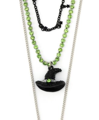 Faux Stone Witch Pumpkin Charm Layered Necklace