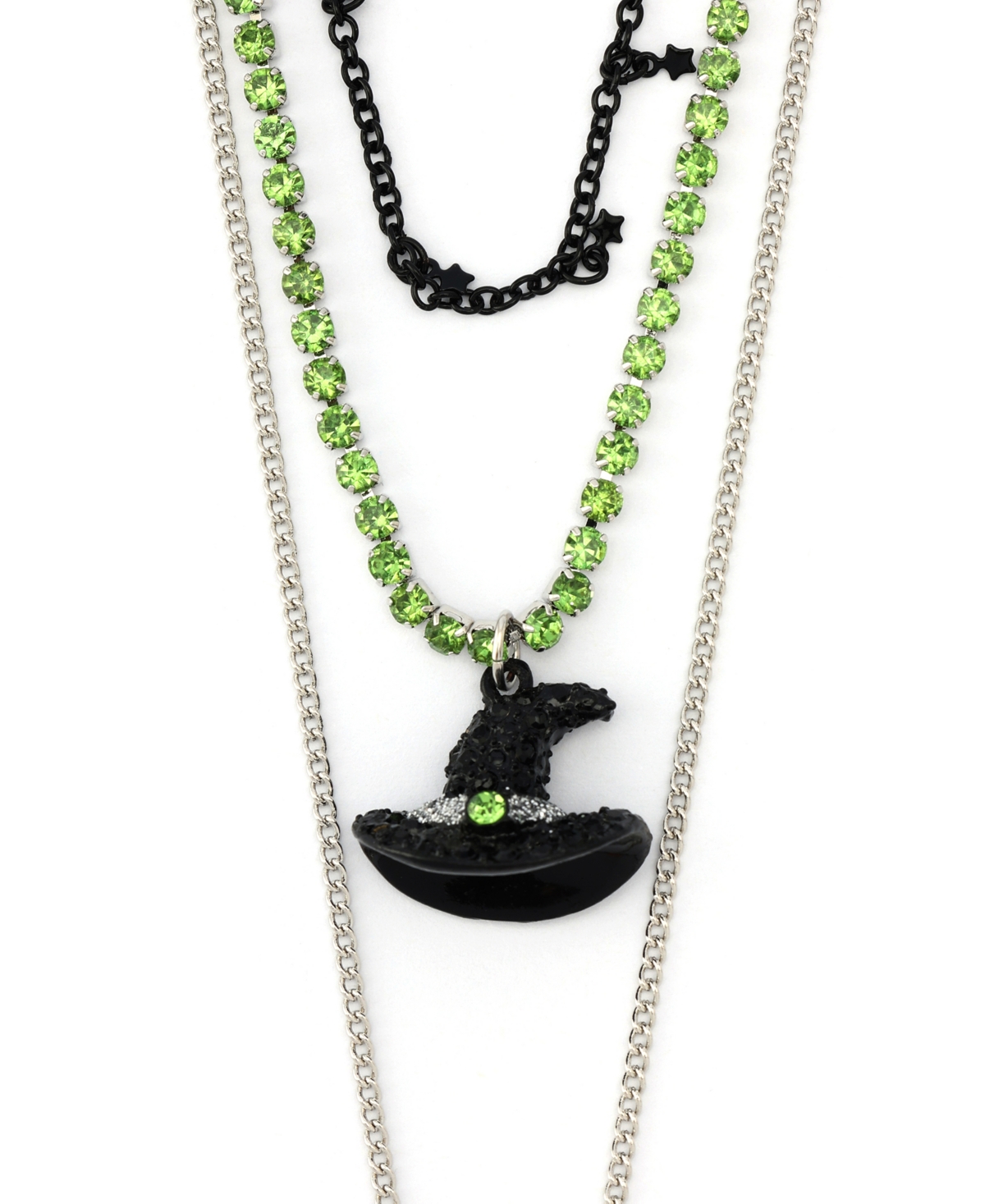 Betsey Johnson Faux Stone Witch Pumpkin Charm Layered Necklace