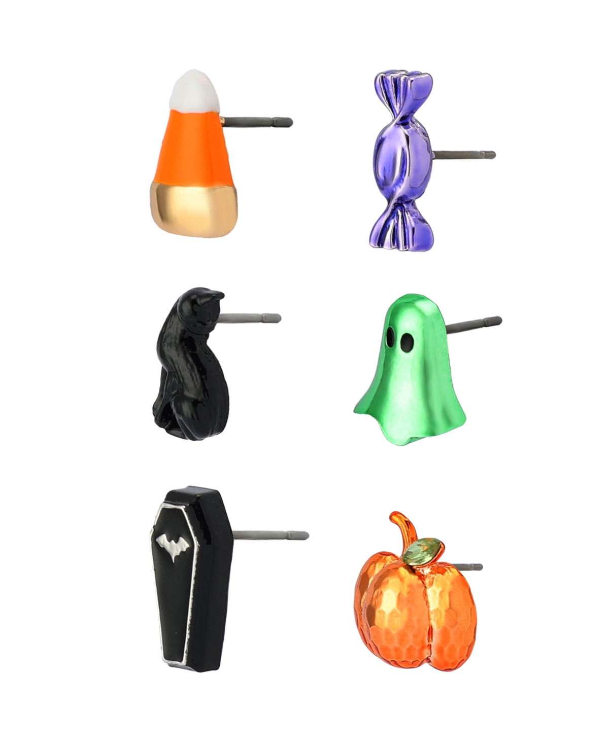 Betsey Johnson Faux Stone Halloween Spooky Stud Earring Set In Multi