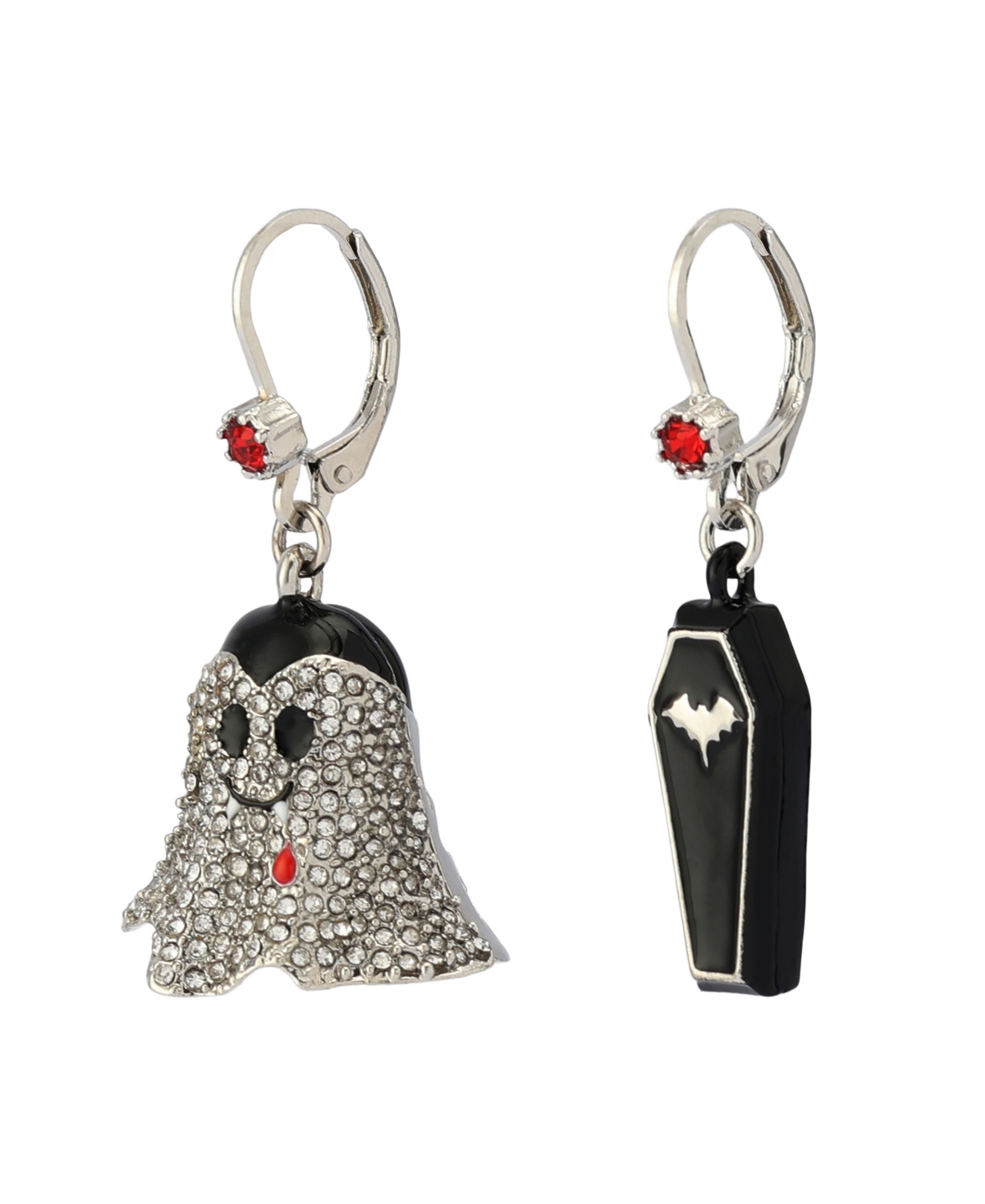 Betsey Johnson Faux Stone Halloween Vampire Coffin Mismatch Earrings In Multi