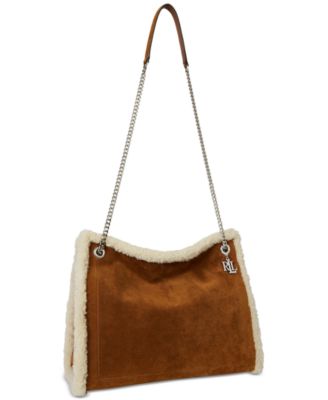 Shearling-Trim Suede Large Bradley Tote Bag