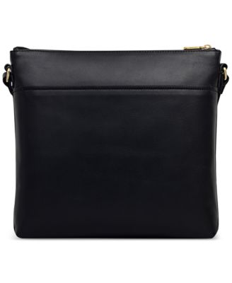 Pockets Large Leather Ziptop Crossbody Bag