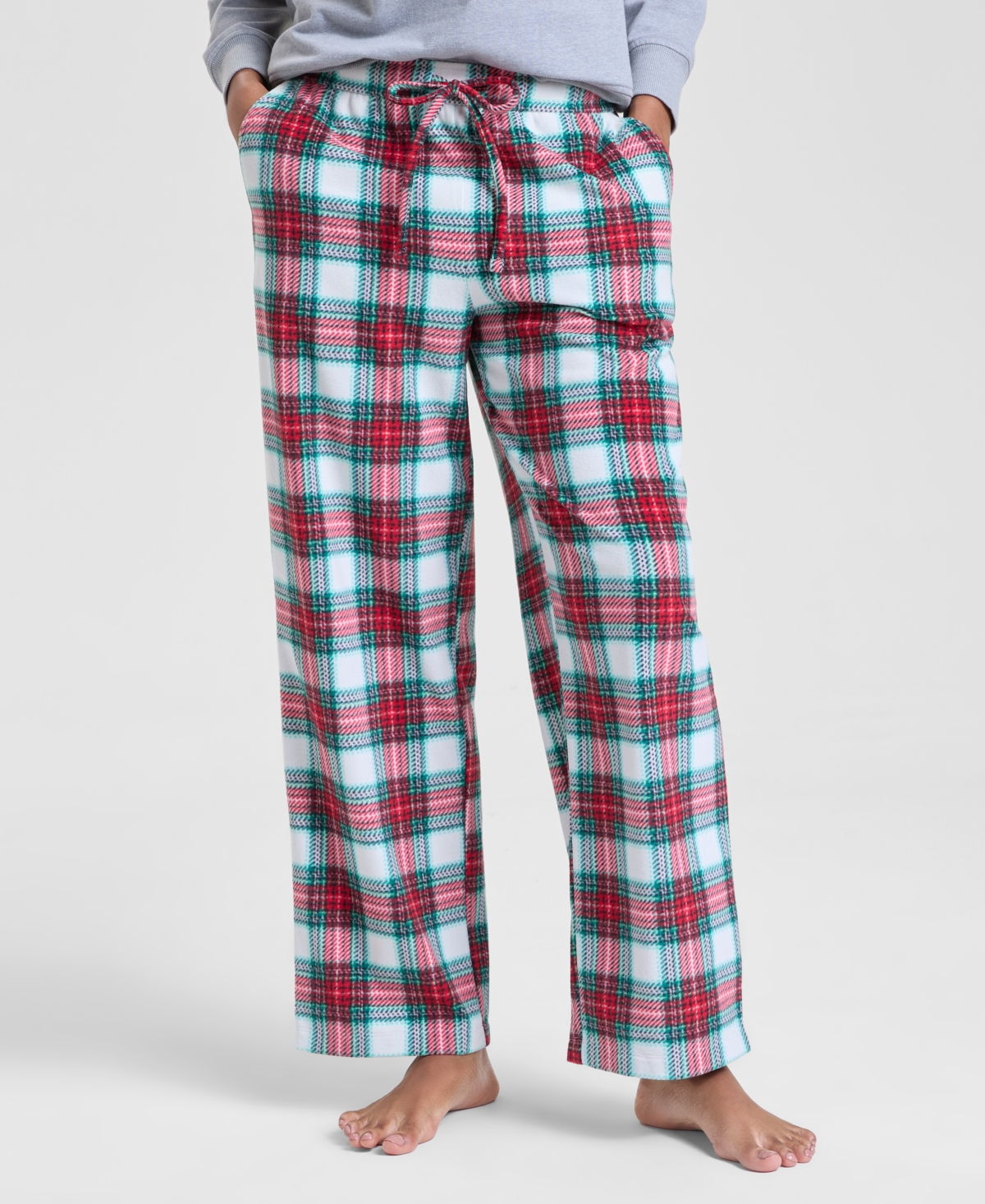Holiday Lane Women's Merry Plaid Fleece Pajama Pants, Macy's Exclusive