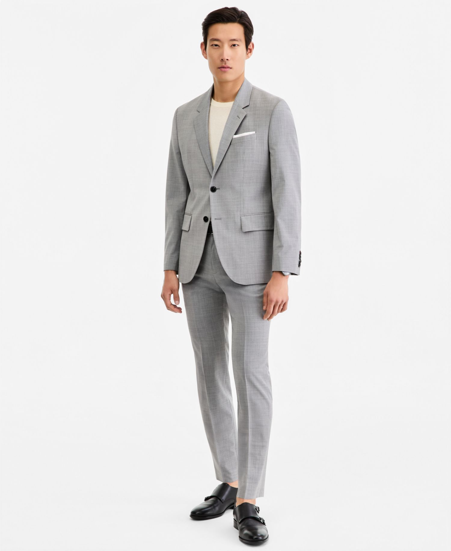 Men Modern-Fit Dark Gray Suit Separates
