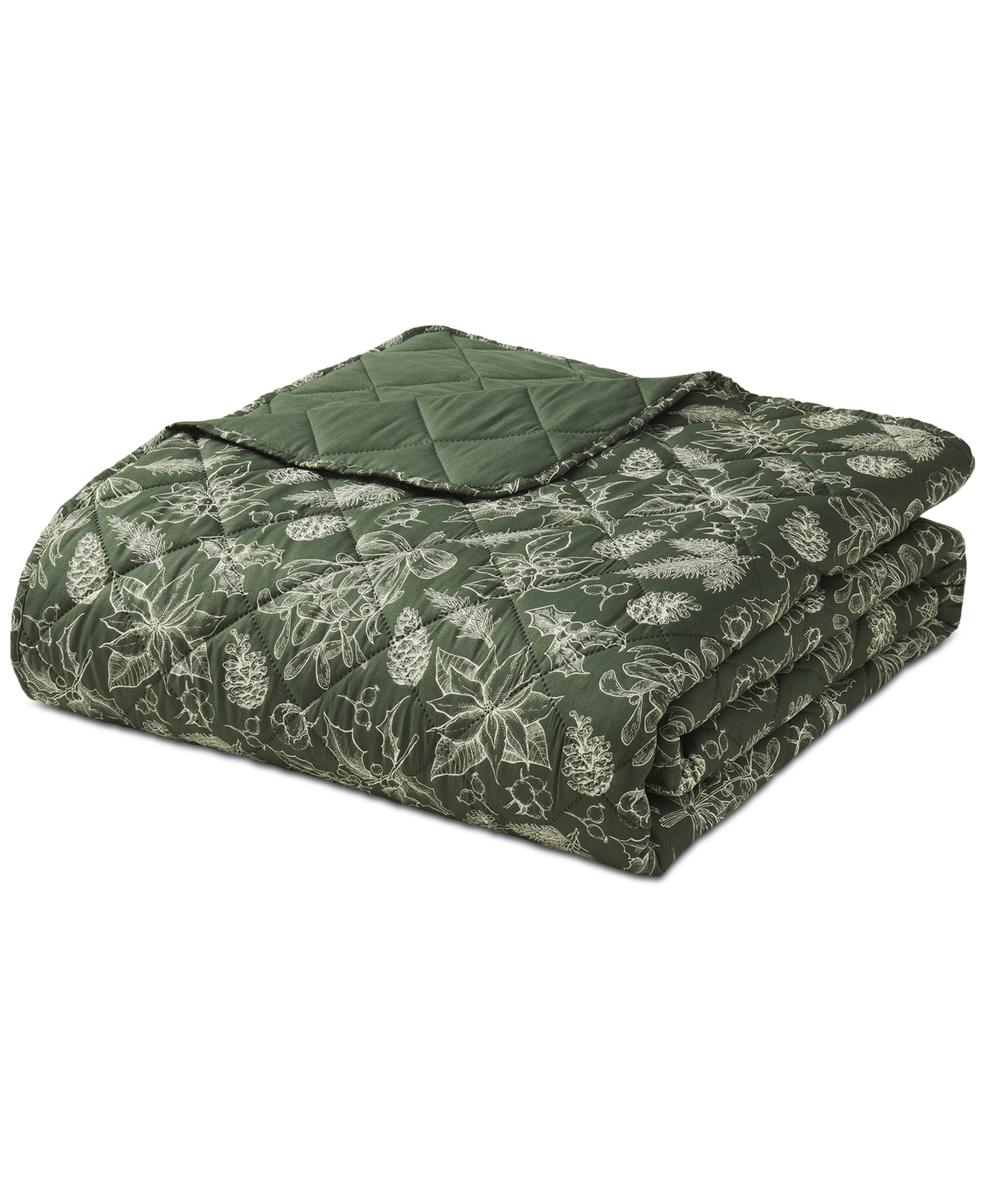 Seventh Studio Merry Botanical-print Pinsonic Microfiber 3-pc. Quilt Set, King In Green