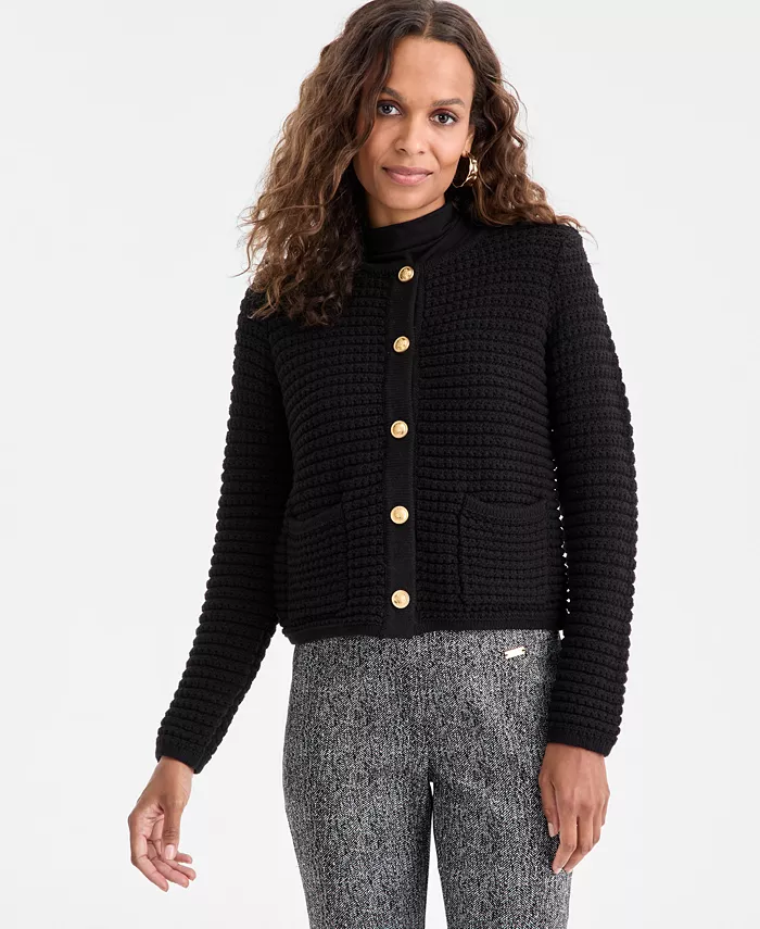 Petite Yarn-Blend Button-Down Cardigan Sweater