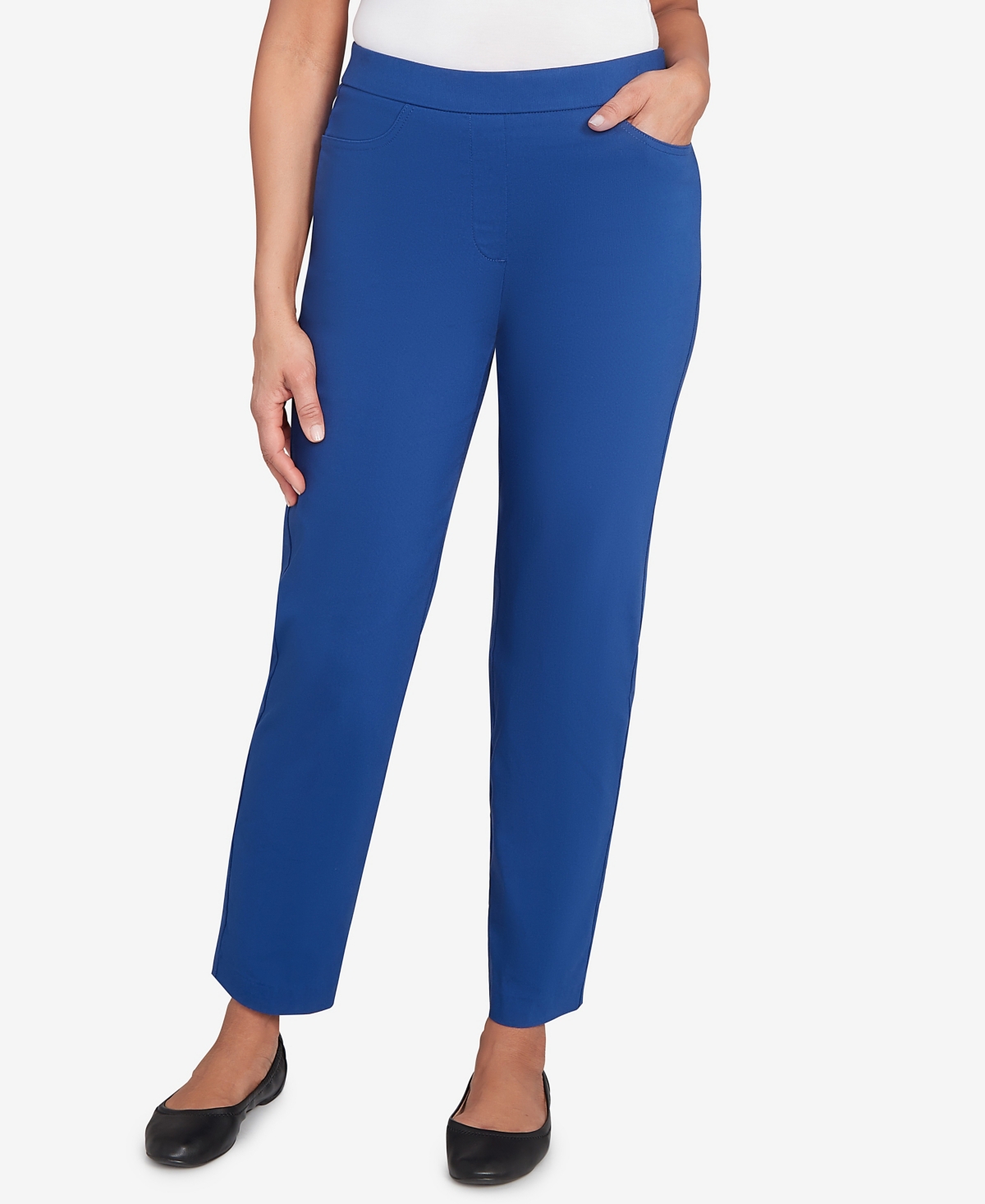 Alfred Dunner Women's Classic Poly Accord Short Length Pants In Blue