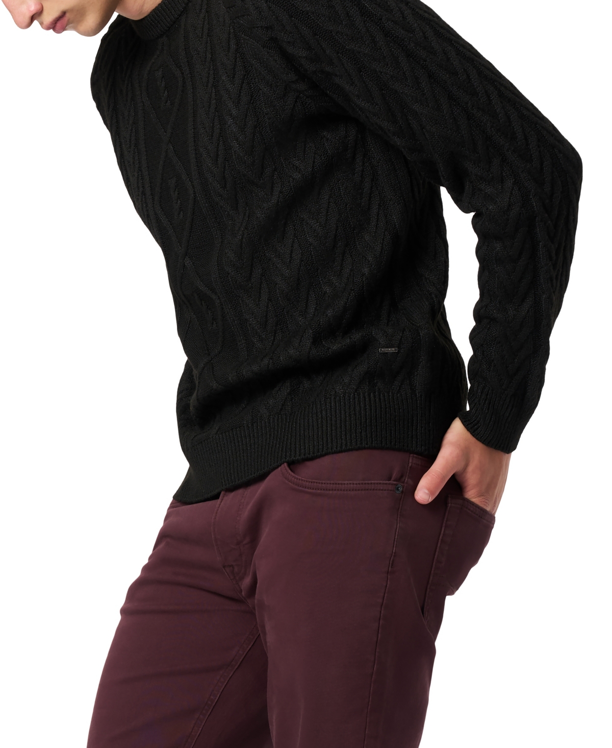 Buffalo David Bitton Men's Walder Solid Cable Knit Sweater In Black