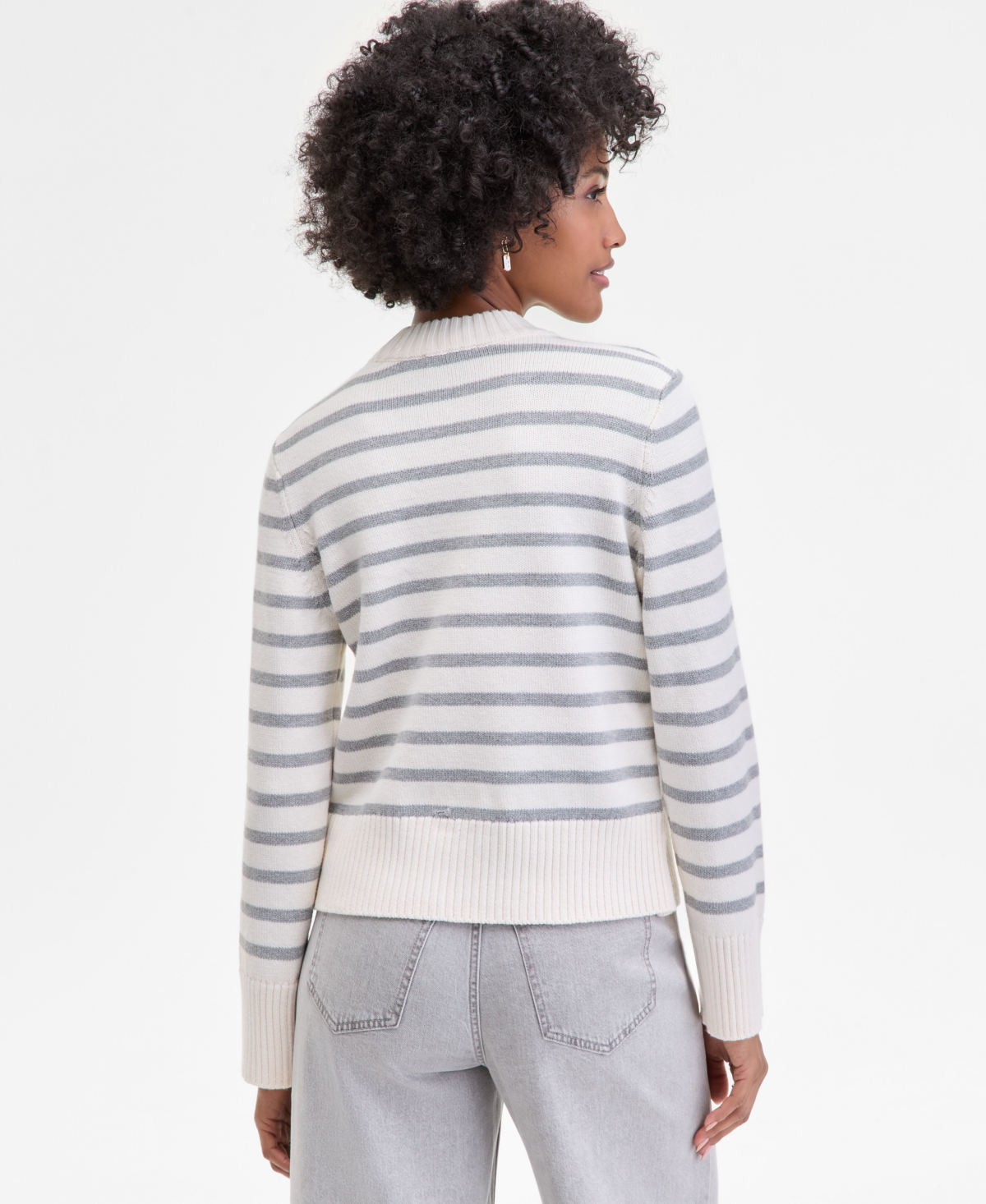 On 34th Women's Striped High-neck Sweater, Macy's Exclusive In White